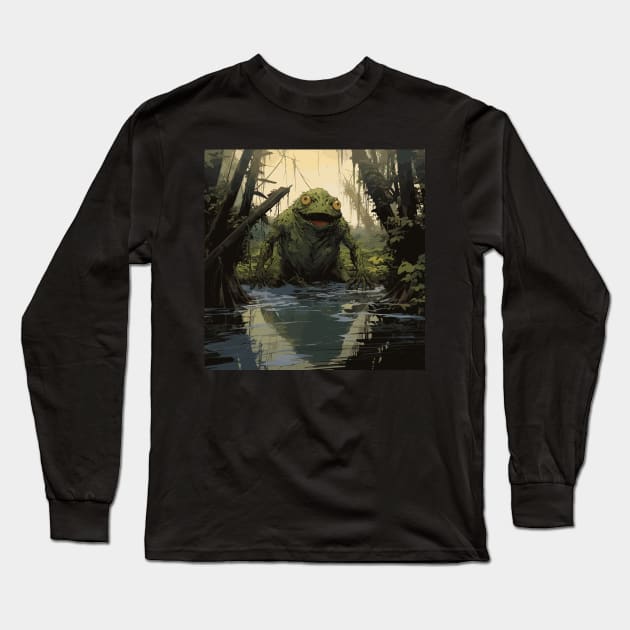 Swamp Monster Long Sleeve T-Shirt by Ray Crimson